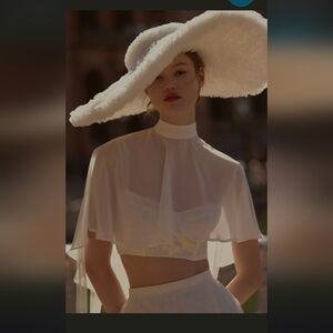 SELEZZA Elegant White Wide-Brim Hat